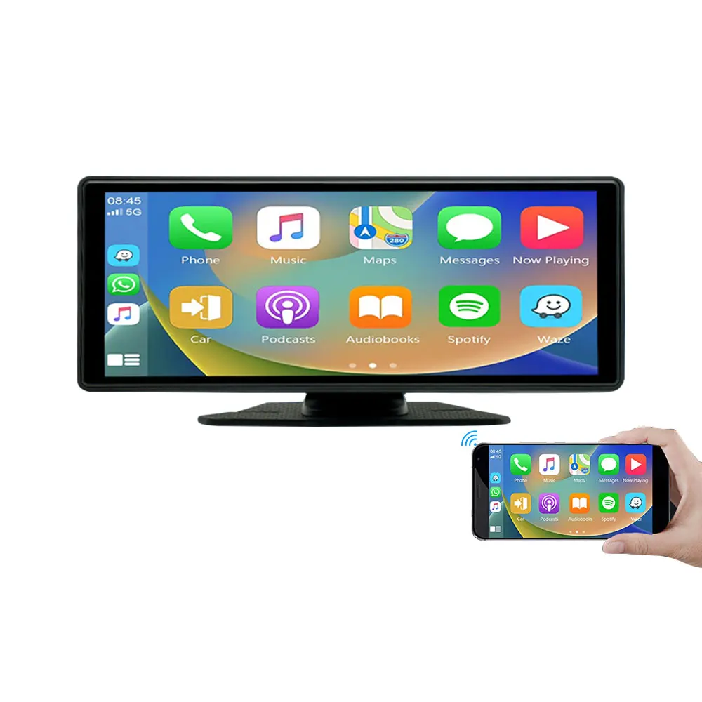 portable mobile carplay screen 9.36 inch touch screen car radio  F133 chipset AHD FM transmitter wired / wireless carplay link