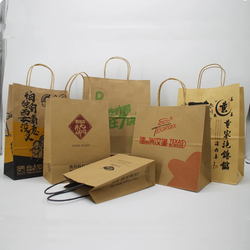 Wholesale Customize Printed Kraft Brown Luxury Grocery Gift Shopping Paper Packaging Bag with Own Your logo Handle and Twisted