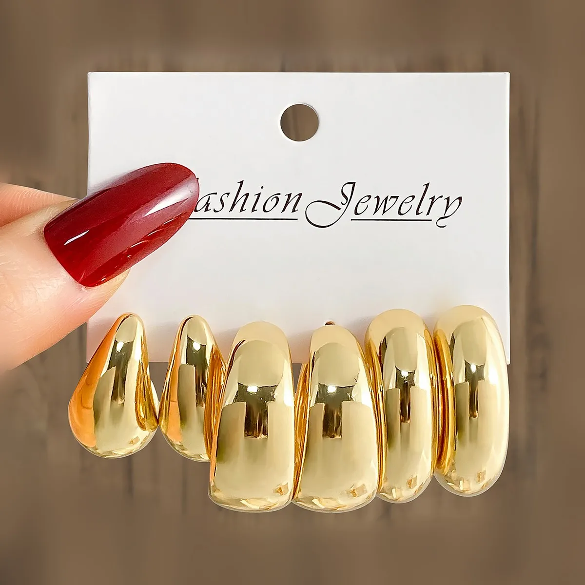 New Fashion 3pcs/set Gold Silver C shape Big Water Drop Hoop Earrings Set For Women Jewelry Party Gift Punk Stud Earrings