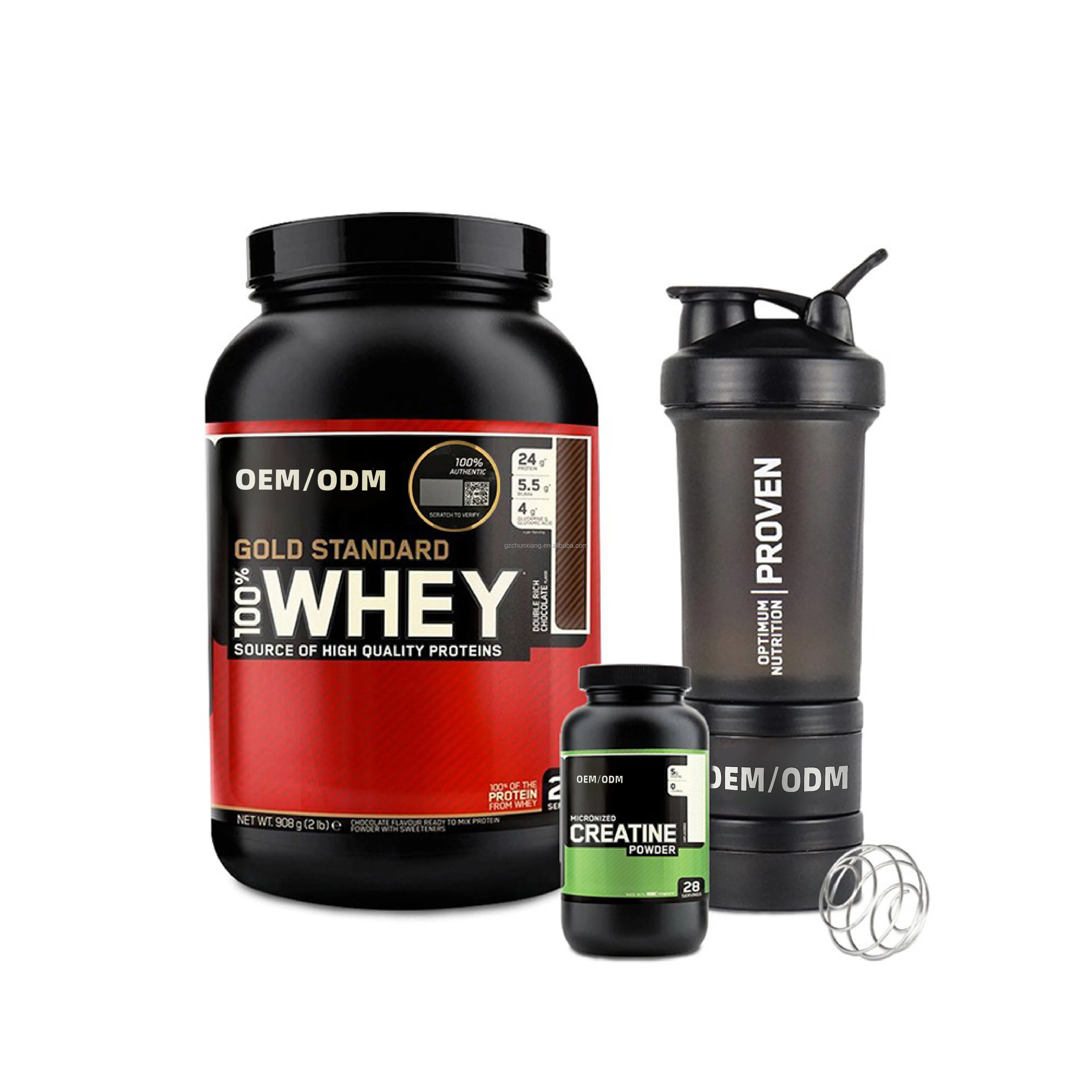 
Gold standard organic food grade whey protein soy protein isolate powder drink with free shaker bottle 