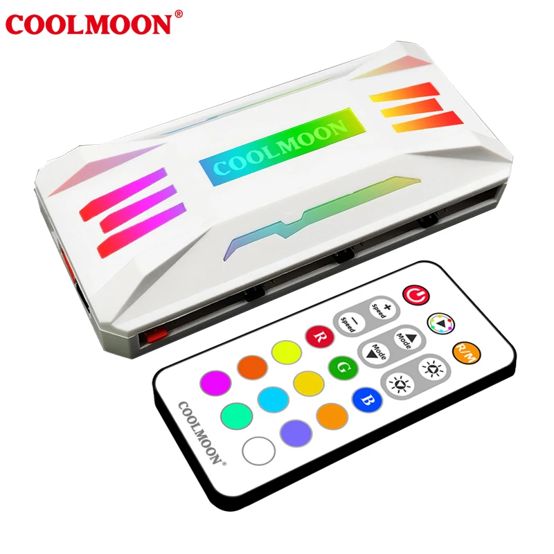 COOLMOON PWM Cooler Fan HUB Splitter Extension connector Motherboard 4Pin pwm 5v argb PC cooling fan RGB adjust Speed Controller