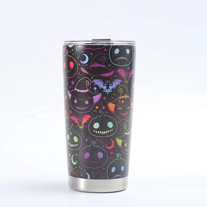 personalized logo leak proof Halloween Pumpkin Bat Lantern Castle 20oz mug Vacuum Insulated Travel Tumbler Cup with straw