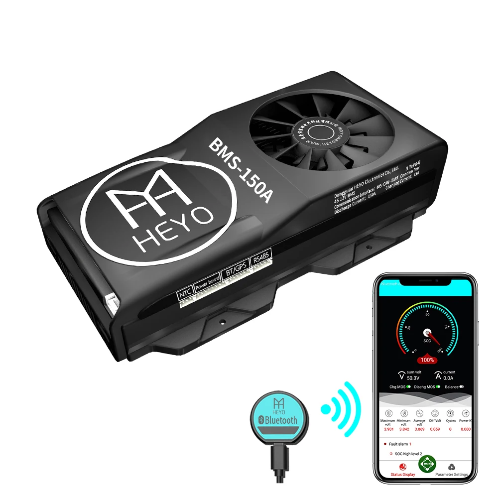 FAN smart bms 4S 80A fan~500A fan 3.2V battery Management System PCB 12V BT UART RS485 CAN communication 4S bms lifepo4