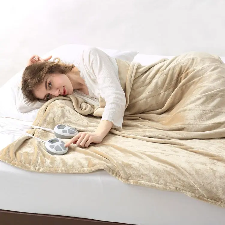 Online shop hot sale High quality HLB-TF Solid Color Beige Flannel Electric Over Blanket