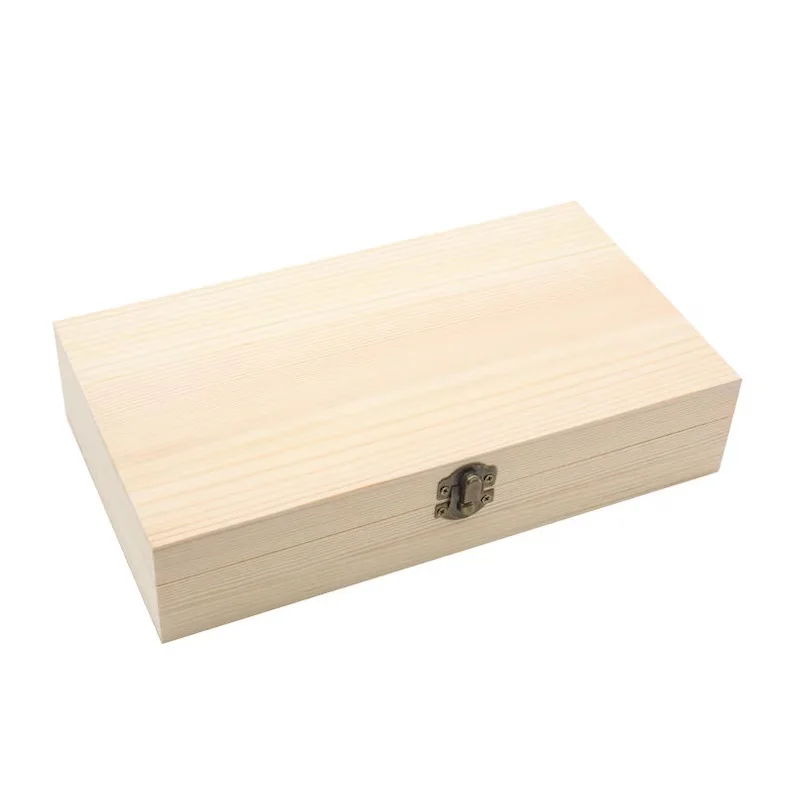 High Quality custom rectangular clamshell box Handcrafted Storage Wooden Box Personalized Pine Keepsake box for Home Love Gift