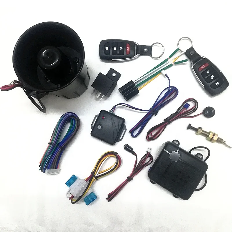 big siren quality Easy install Alarms car Vehicle  alarm manual 4  buttons remote car alarm system