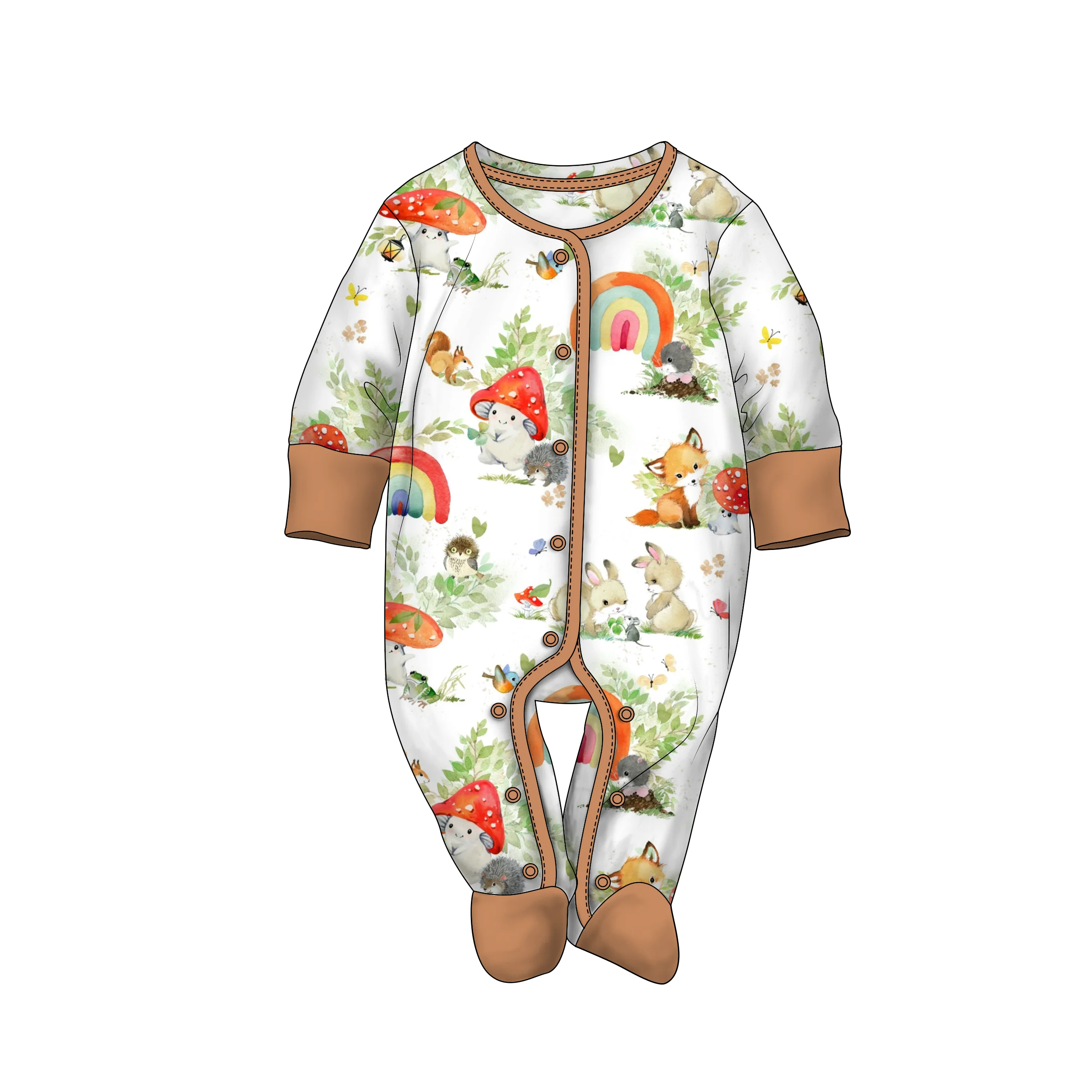 New Hot Custom Baby Clothes Long Sleeves Bamboo Viscose Cotton Spandex Newborn Baby Onesie Blank Snap Button Baby Rompers