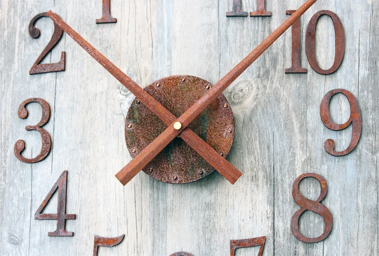 31cm big pointer diy antique retro old rust metal wall clock with reverse running