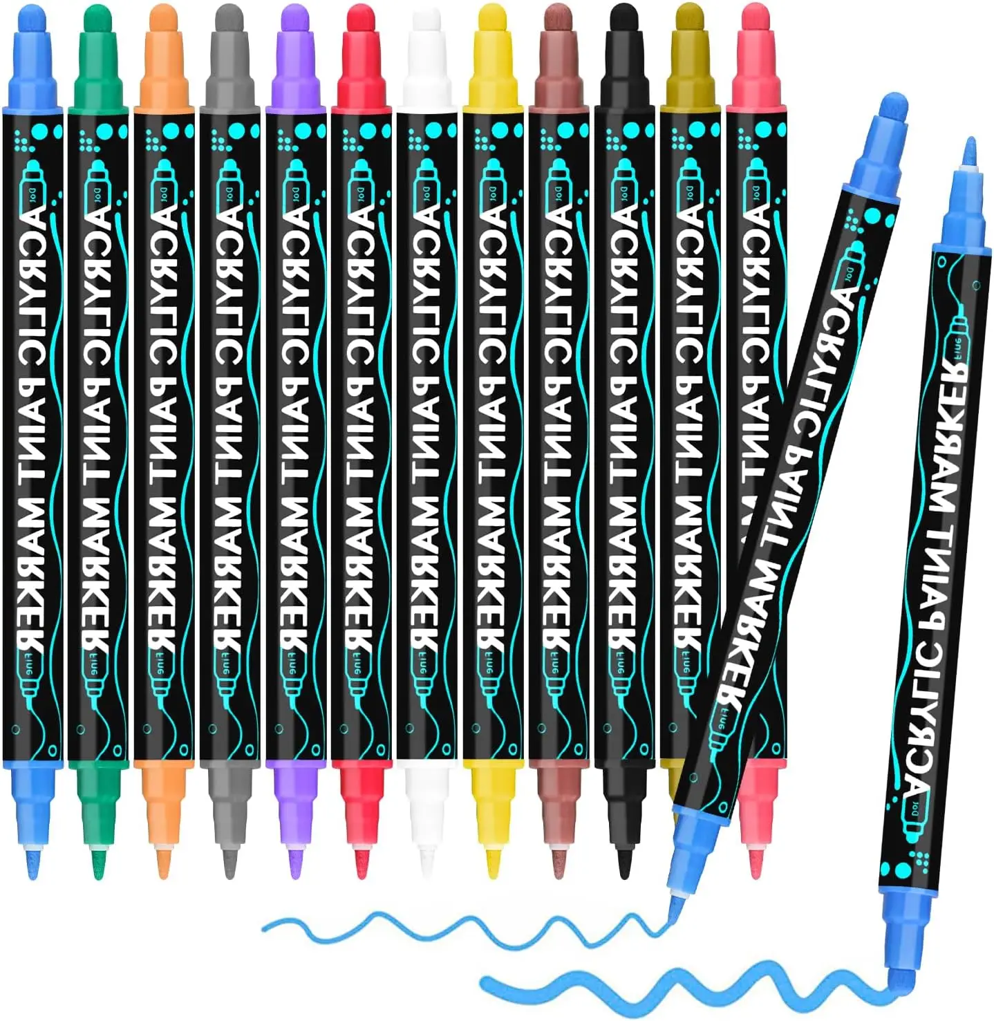 Diy 12/24/36 Colors Premium Dual Tip acrylic Paint Marker Pens Waterproof dot colored marker set