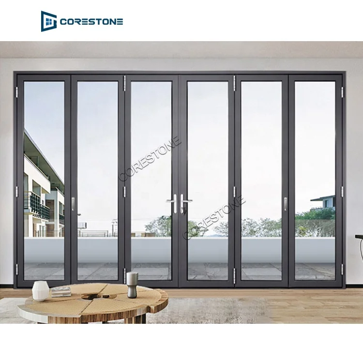 Aluminium accordion folding door bifold pvc concertina door for interior decoration