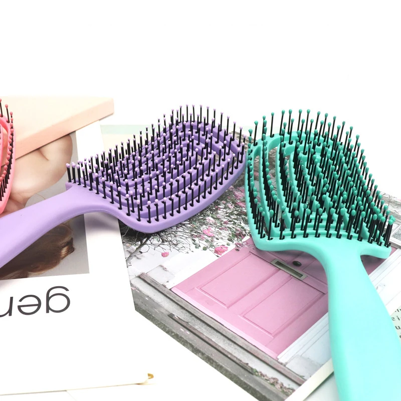 Women Wet And Dry Dual Use Detangling Brush Nylon Round Beads Comb Teeth Hair Scalp Massage Plastic Hair Brush For Salon Home