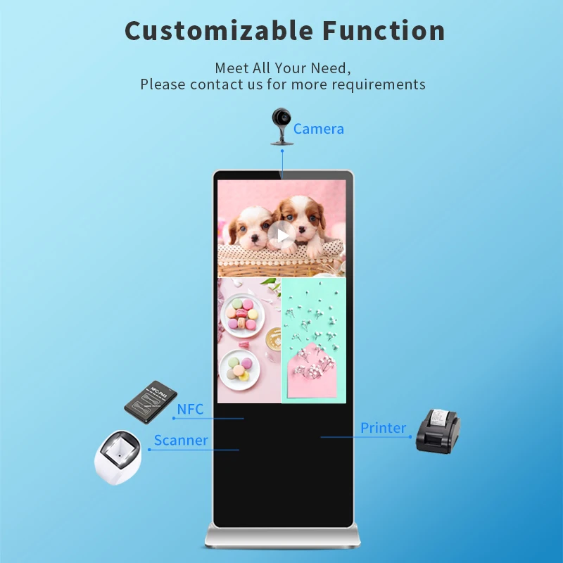 OEM Customized 43 50 65 55 inch Indoor Totem Touch Screen Vertical Digital Signage Lcd Floor Standing Advertising Display