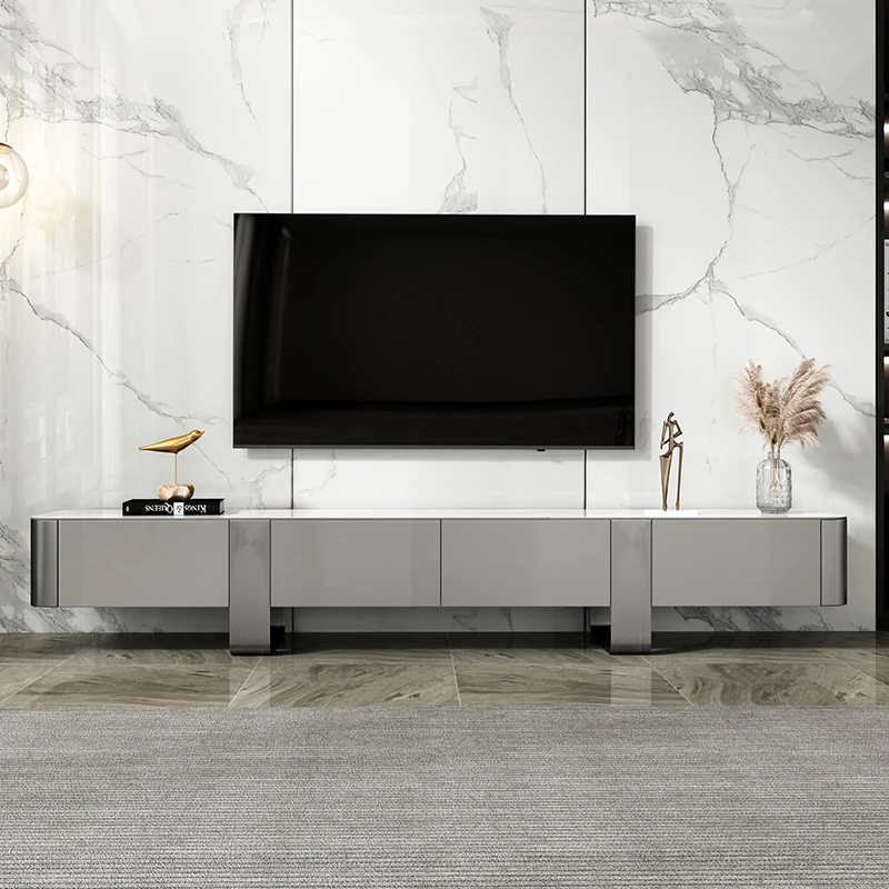 Итальянская каменная тарелка ТВ-тумба и чайный столик Высококачественная деревянная ТВ-подставка набор мебели для маленькой квартиры