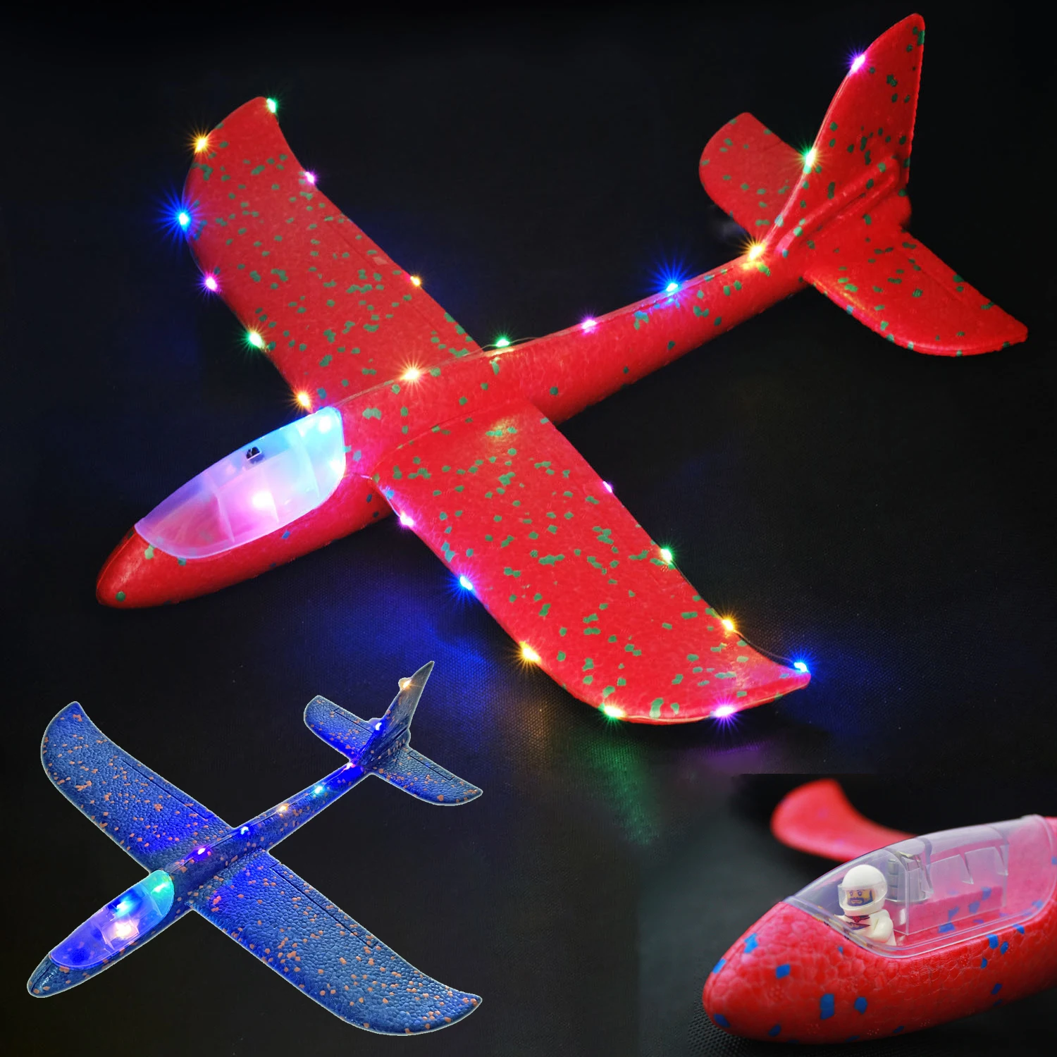 Outdoor Foam Glider Airplane Toys Kids Mini Hand Throwing Glider Plane Flying Sports Games Foam Airplane Toys With Led Light