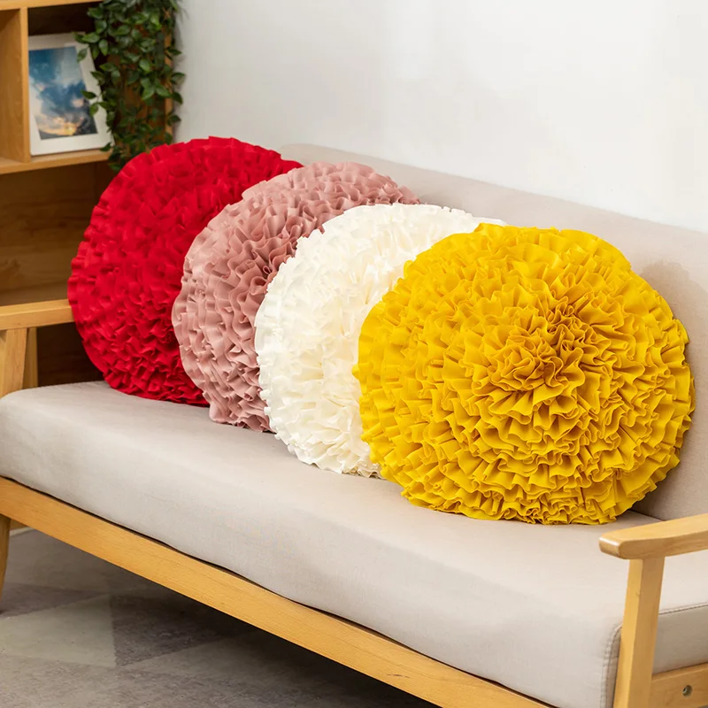 Velvet Handmade 3D Floral Throw Pillow Cover with Hidden Zipper for Couch Bed Living Room Home Decor