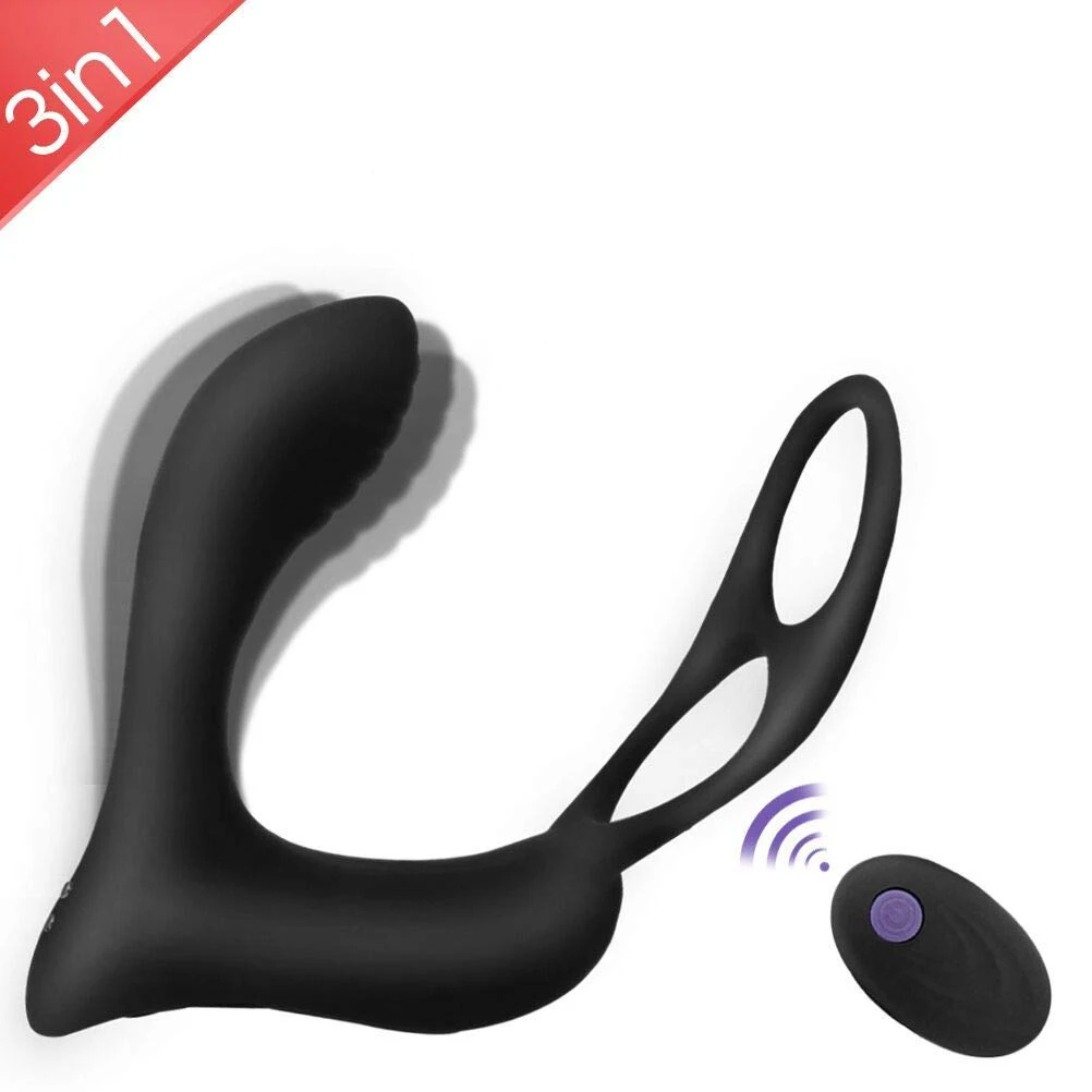 Silicone Vibrating Cock Ring Anal Plug Vibrating Masturbation Device For Adult Male Anus Latching Seminal Vesicle Ring