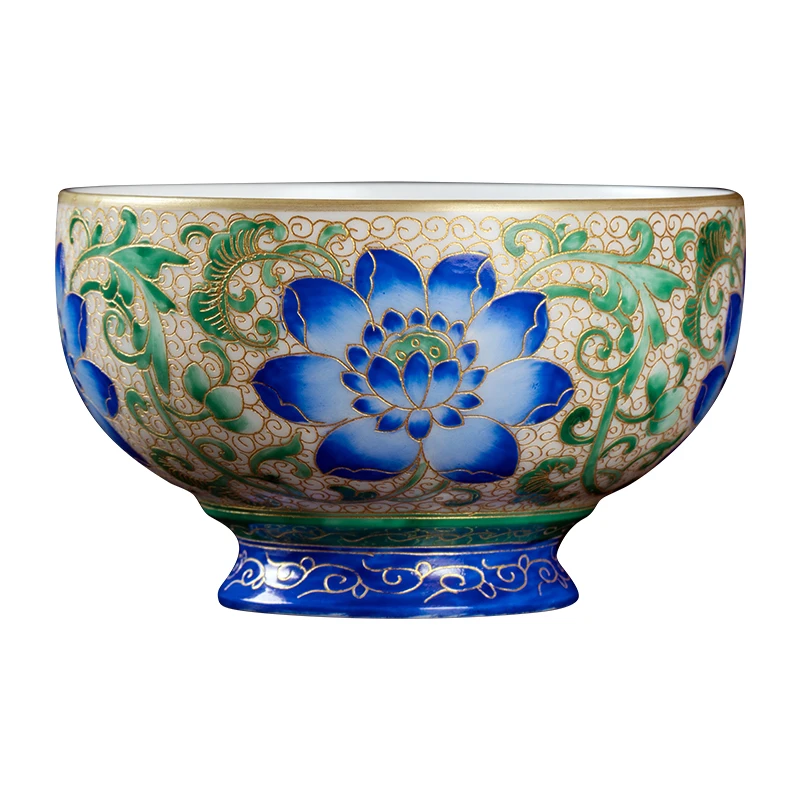 Enamel Tea Palace Style Ceramic Sample Kung Fu Tea Set Single Cup Gold Painted Large Personal Main Cup Tea Bowl Wholesale