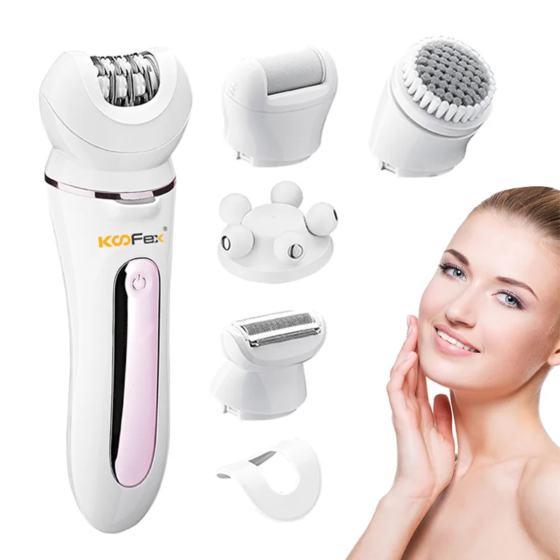 OEM/ODM многофункциональный 5 в 1 сменный головной инструмент для удаления волос водонепроницаемый USB Перезаряжаемый беспроводной Дамский эпилятор