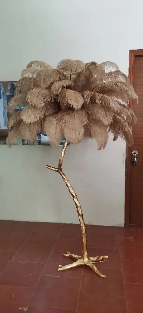 Room Vibe Corner Rgb Luxury Modern Nordic Led Standing Arc Trees Light for Home Ostrich Feather Floor Lamp