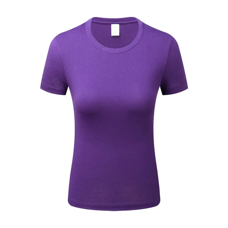 Женские круглый вырез горловины с оборками из чесаного хлопка сплошного цвета с коротким рукавом OEM Пустой выполненный по индивидуальному заказу с вышивкой повседневные футболки