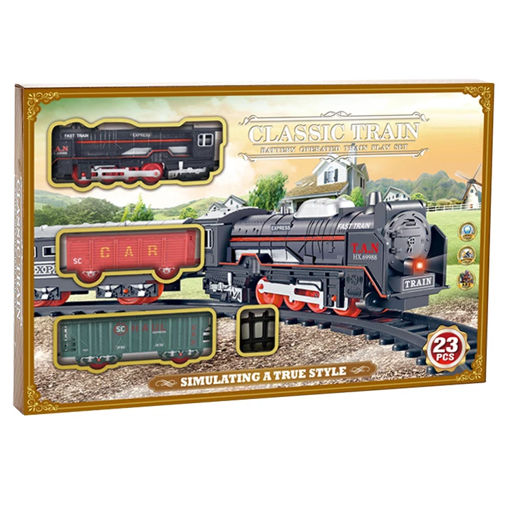23PCS hot selling electric trouge Railway toy train track set railway toy Classic toy train track set