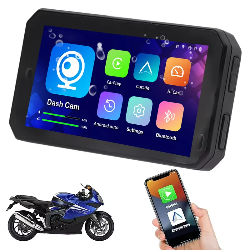 Carplay screen 5inch Touch Waterproof Motorcycle GPS Carplay Monitor Android BT Wireless Carplay Motor Bicycle GPS Navigation