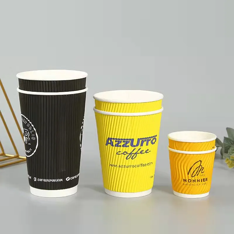 Wholesale 8oz 12oz 16oz Disposable Double Wall Coffee Paper Cups Customized Hot Coffee Paper Cup