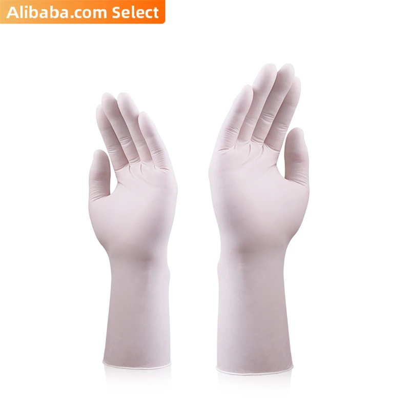 Custom 12inch 4mil disposable household industrial food powder free safety nitrile white gloves