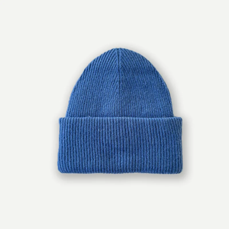Wholesale Ribbed Striped Skully Beanie Hat with Custom Logo Unisex Men Women Luxury Fluffy Winter Long Wool Cashmere Knit Beanie