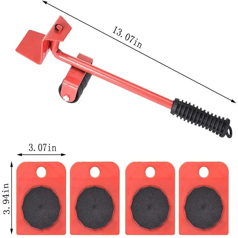 Heavy Duty Furniture Lifter Easy to Move Slider 5 Piece Mobile Tool Set Furniture Appliance Mover Roller and Lifting System