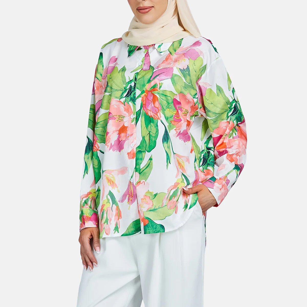 Ladies Muslim Long Sleeve Women Shirts 2023 T Shirt Women Muslims  Blouses And Tops