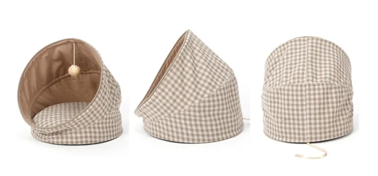 Pet Bed for Cats with Removable Cushion Fabric Portable Cave Nest for Small Pets