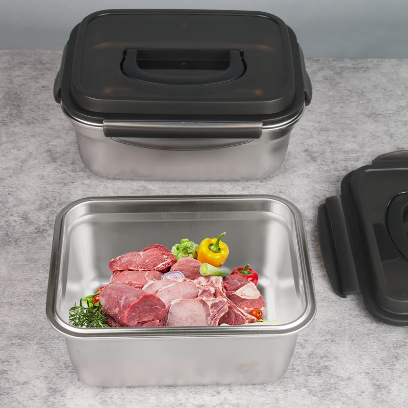 Hongyuan Large Capacity Airtight Stainless Steel Leakproof Food Storage Container Box Set With Lock Lid Bento Box Container