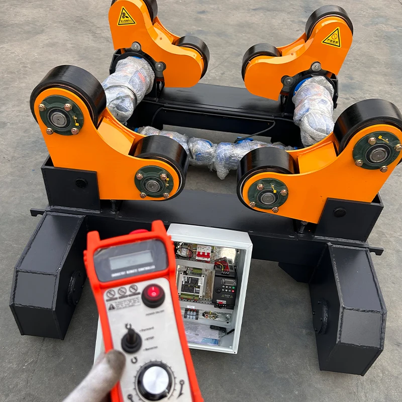 Inclined Welding Rotator Industrial Cylinder Pipe Tube Tank Roller Fit Up Extend Linkage Control Oscillator Electric Torch Head