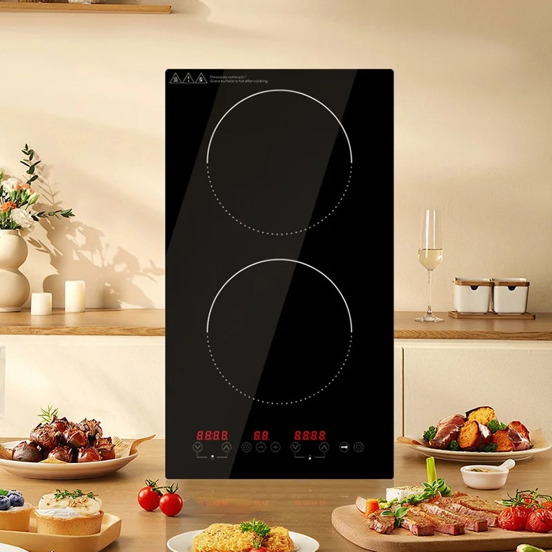 Indoor Built In Electric 2 Burners Ceramic Hob Induction Cooktop Electric Stove Without Gas Kitchen Cooking Appliance