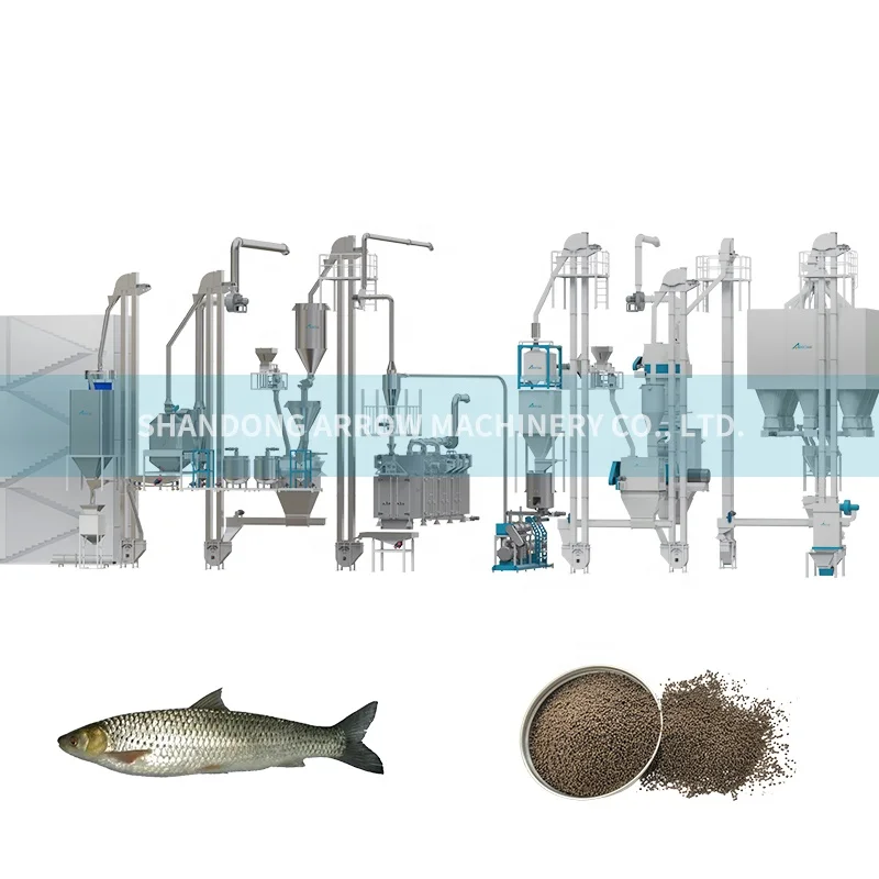 Big Capacity Double Screw Extruder Fish Feed Making Machine Aquatic Floating or Sinking Shrimp Production Line