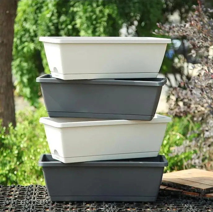 Balcony vegetable grey pot 43*19*14cm thickened rectangular flower pot gardening vegetable planting planter wholesale