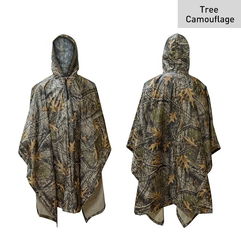 Polar Everest Rain Poncho 3 in 1 Multifunction Waterproof Outdoor Camouflage Poncho Raincoat for Backpacking Hiking Camping