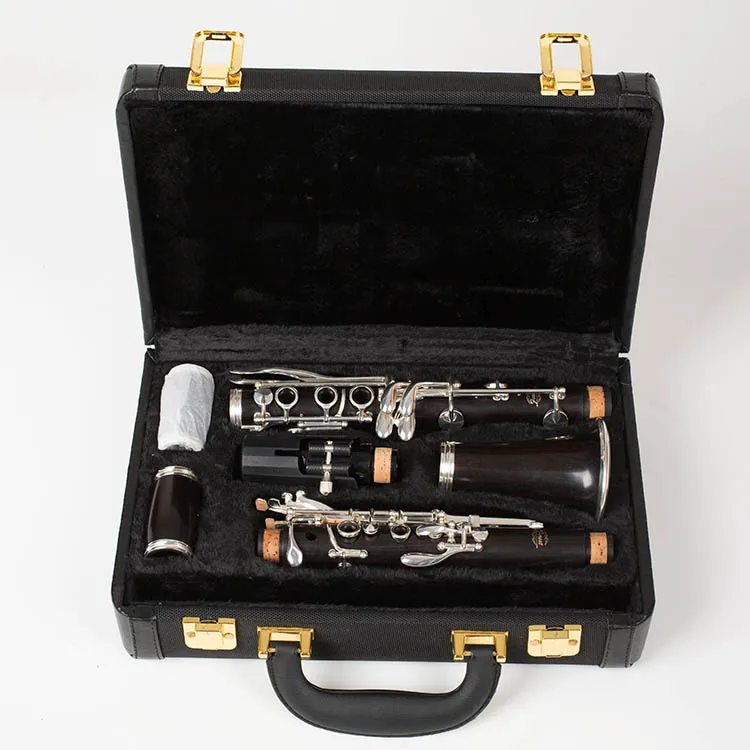 Professional Performance Grade Ebony Wood Silver Plated 17-Key Bb Clarinet