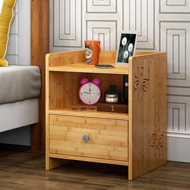 Bamboo with 2 drawers bedroom storage nightstand multifunctional filing cabinet corner table