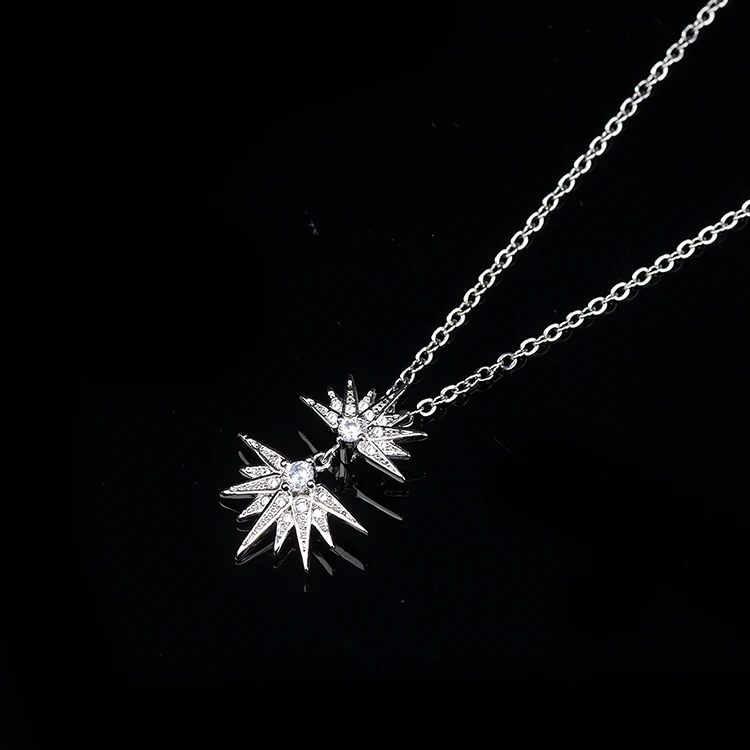 Womens North Star Diamond Silver Necklace Pendant Fashion Sublimation Necklace And Pendant