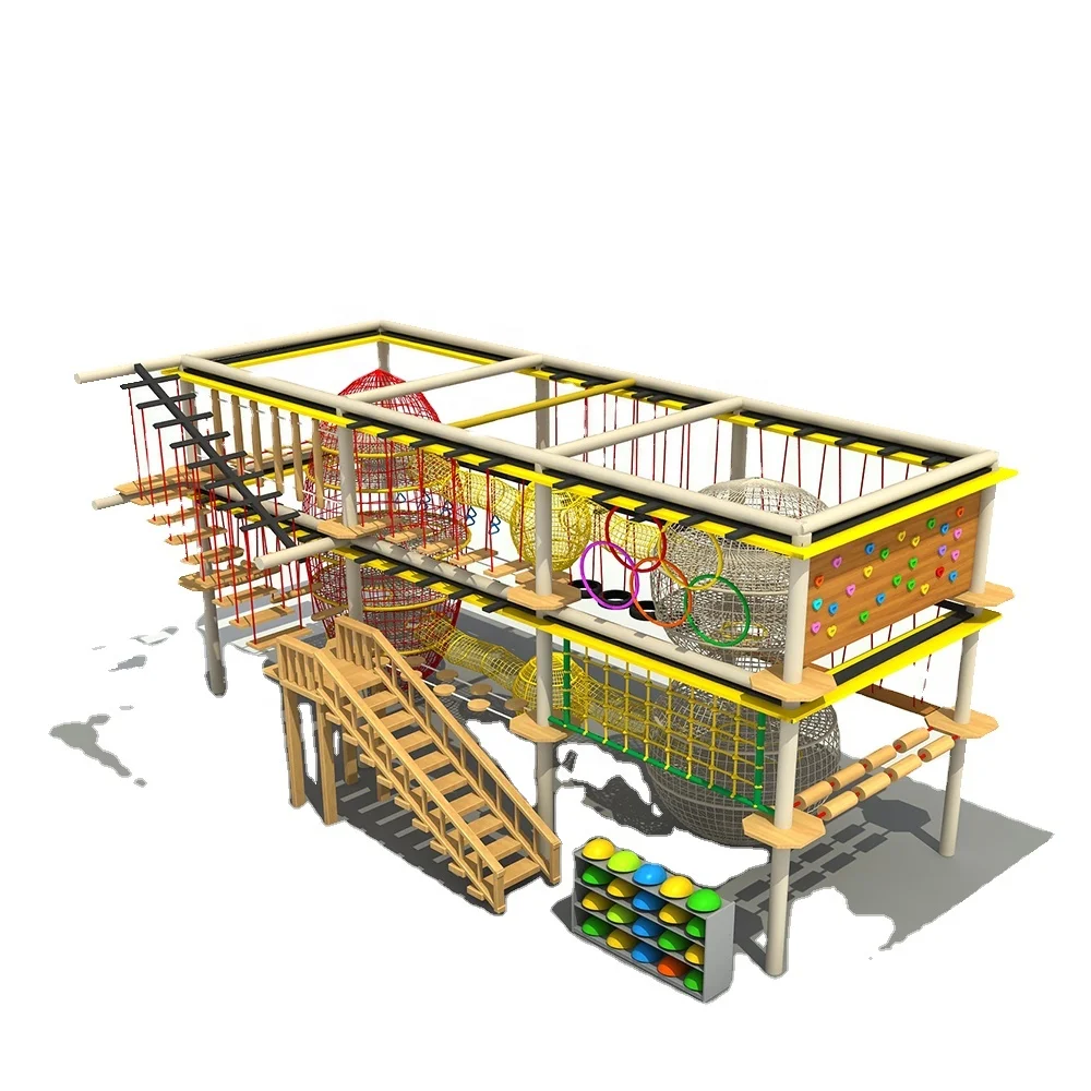 
Nannan child Wooden ninja climbing frame gym zone excersize equipment kids adventure prak game indoor playground for sale 