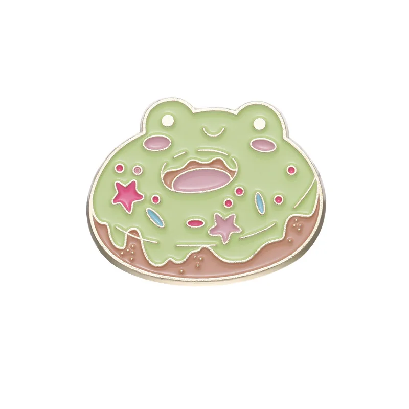 Hot Sale Frog Desserts Cake Cartoon Enamel Nickel Plated Zinc Alloy Hat Pin Metal Crafts Lapel Pin For Gift