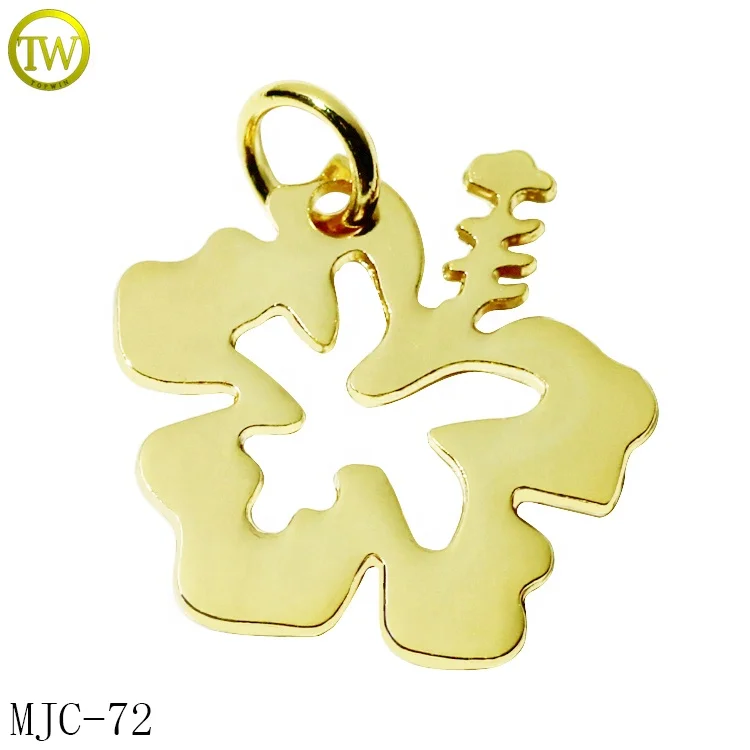 Custom initial letter stamped jewelry charms gold plated alloy round logo tags pendant for women bangle