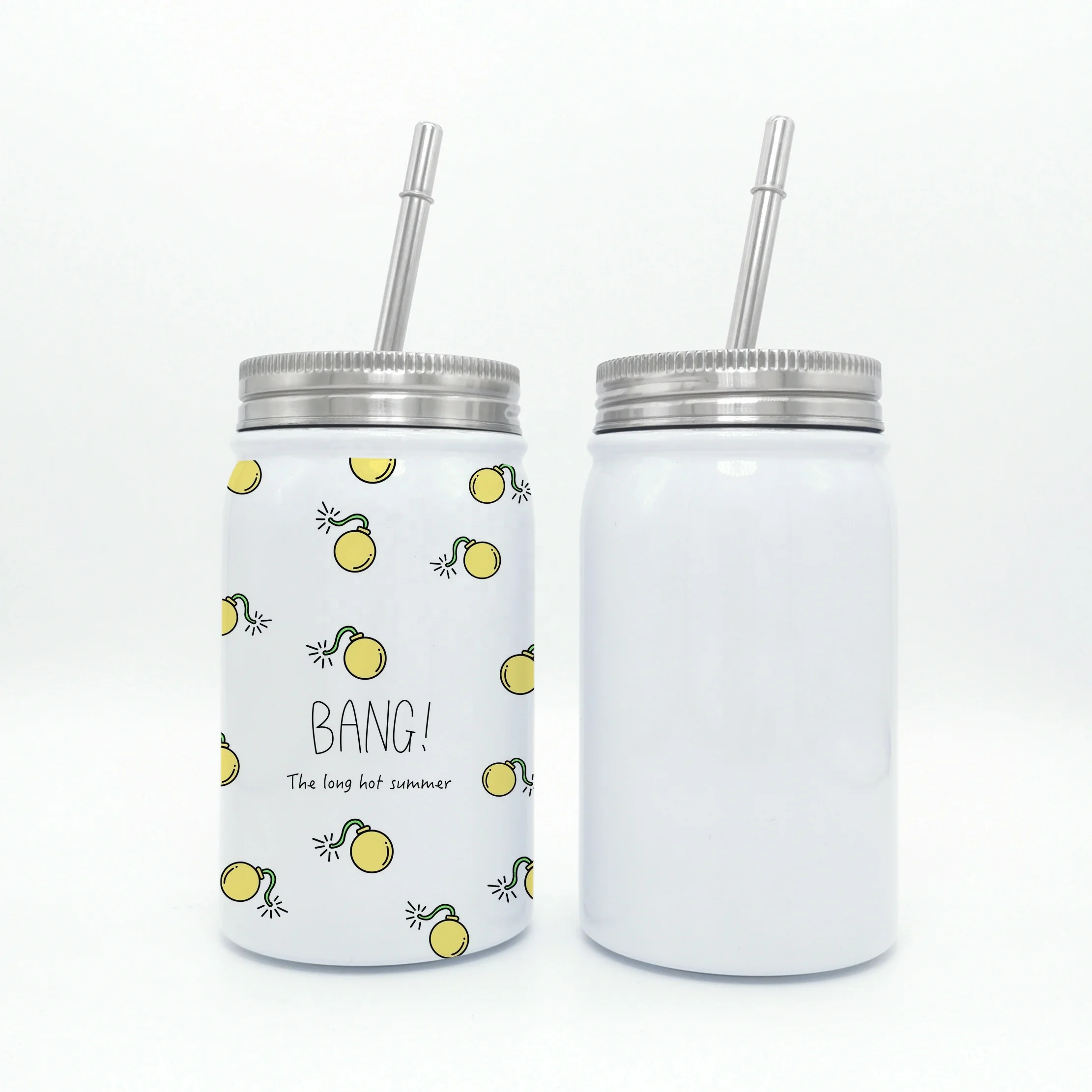 17oz 500ml white sublimation blank Vacuum Insulated Mason jar stainless steel Mason jar cups