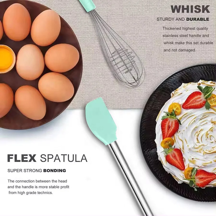 TOALLWIN kitchen tools gadget accessories silicone kitchen cooking utensils set stainless steel kitchen utensils set with  stand