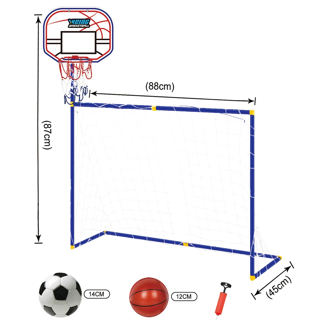 2 in 1 Kids Toy Basketball Hoop Soccer Goal Set Sports Toys Game for Toddlers and Children for outdoor and indoor