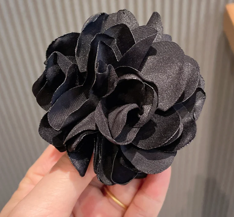 Burned Edge satin flower hair tie