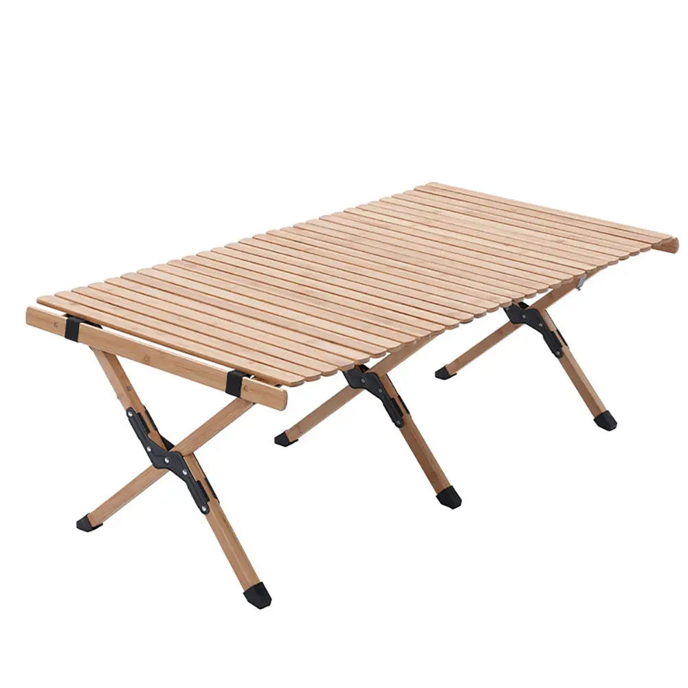 Manufacturer Direct Sales Outdoor Folding Beach Table Portable Roll Up Wooden Folding Picnic Table Bbq Folding Camping Table