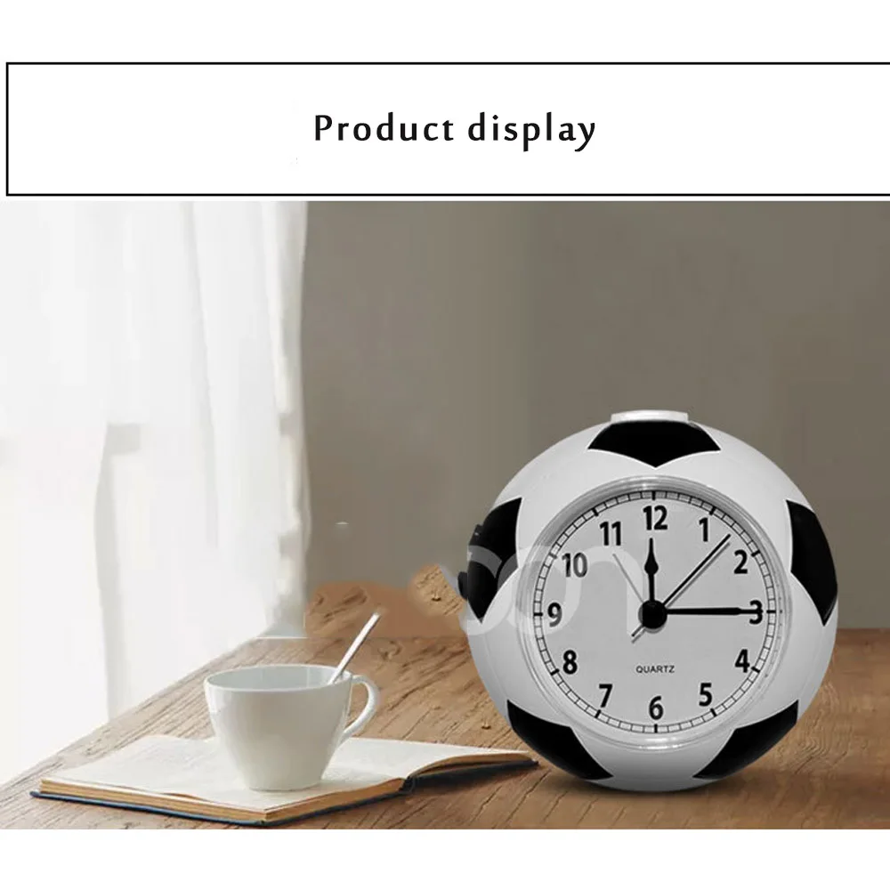 1pc  Football Creative Desk Clock Simple Student Silent Alarm Clock Home Desktop Cute Children Cartoon Funny Time  British clock
